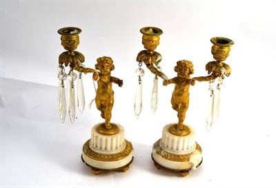 Lot 181 - A pair of 19th century ormolu two branch candelabra, height 27cm