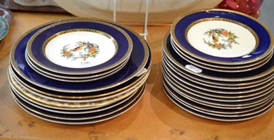 Lot 196 - Minton blue bordered part dinner service, circa 1920