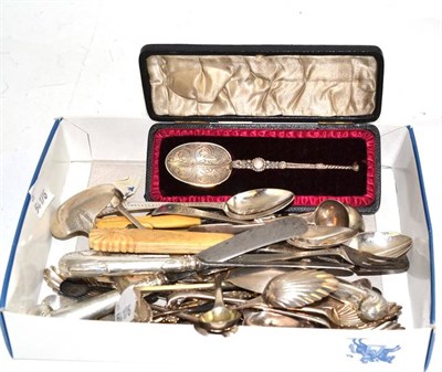 Lot 230 - A quantity of small silver including spoons, fruit knives, stilton scoop etc