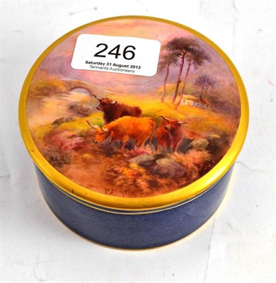 Lot 246 - Royal Worcester trinket box painted with highland cattle by Stinton