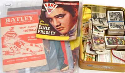 Lot 256 - Mixed collectables including cigarette and trade cards; Cliff Richard and Elvis Presley fan...