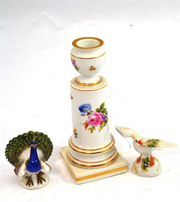 Lot 266 - Meissen dove, peacock and candlestick