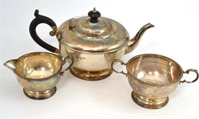 Lot 291 - A silver three piece morning tea service, Birmingham hallmarks