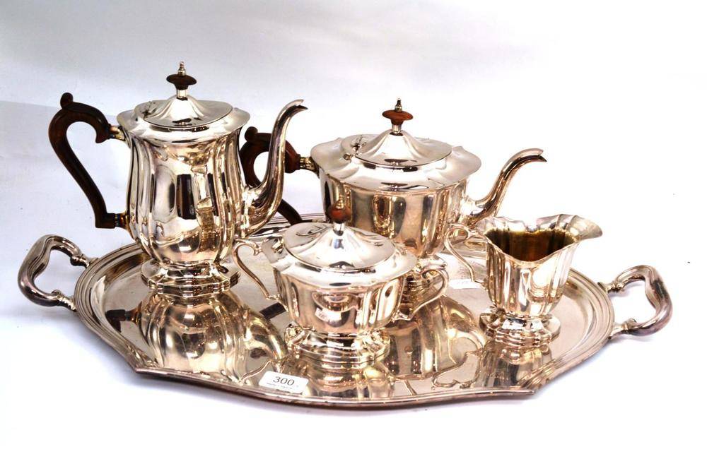 Lot 300 Italian four piece tea set and tray, 925