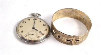 Lot 325 - An Omega pocket watch and a Charles Horner silver bangle