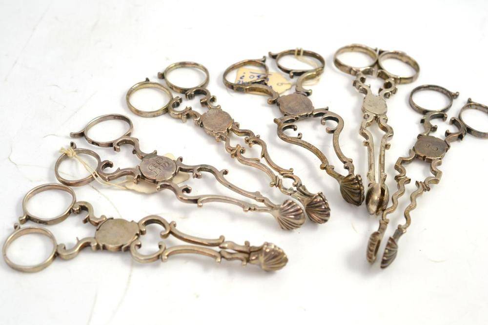 Lot 327 Six pairs of sugar nips