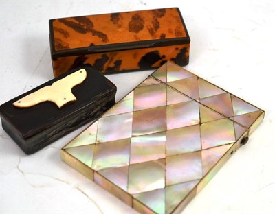 Lot 330 - Two snuff boxes and a mother-of-pearl card case