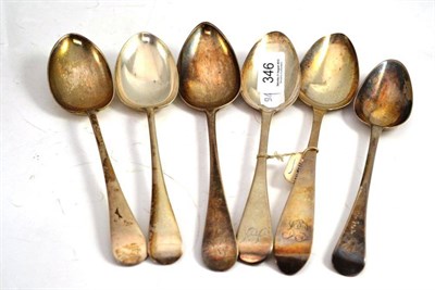 Lot 346 - Six Georgian and later silver tablespoons