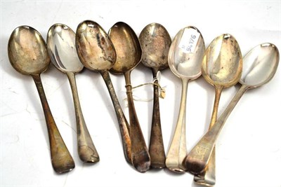 Lot 347 - Eight 18th century silver tablespoons