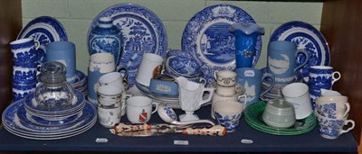 Lot 357 - Shelf of blue and white etc