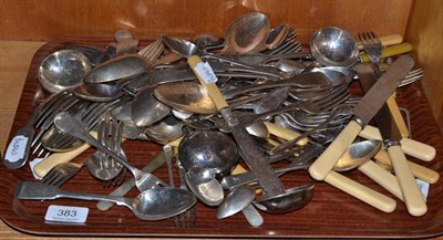 Lot 383 - Assorted silver and plated cutlery