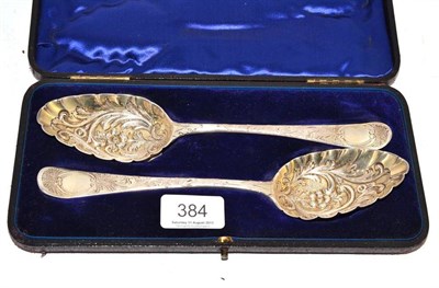 Lot 384 - Pair of George III silver berry spoons by Peter and Anne Bateman (cased)