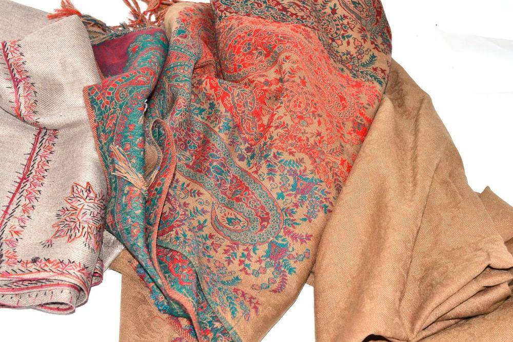 Lot 387 - Large paisley shawl and wool Kashmir shawl (2)