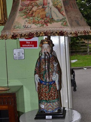 Lot 394 - Chinese figural lamp with shade