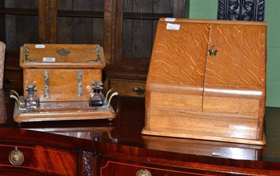 Lot 398 - Two blonde oak stationery boxes