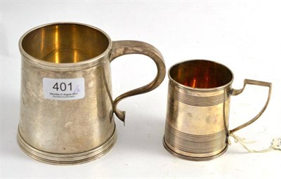 Lot 401 - A modern silver mug and a Georgian silver christening mug