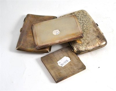 Lot 408 - Two silver cigar cases, a silver cigarette case and a silver powder compact (4)