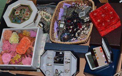 Lot 425 - A box of costume jewellery etc