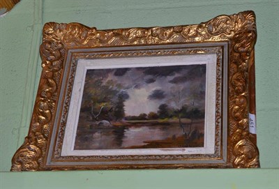 Lot 451 - D Dunet, river landscape oil on panel