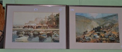 Lot 455 - Dick Hart, Hydra Harbour and Seen from the Mountains, signed and dated (19)81 and (19)82, two...