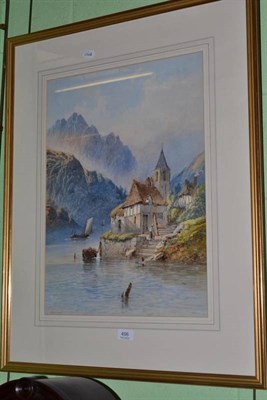 Lot 496 - Edwin Earp, (1851-1945), Italian lakeland scene, signed watercolour, 57cm x 42cm