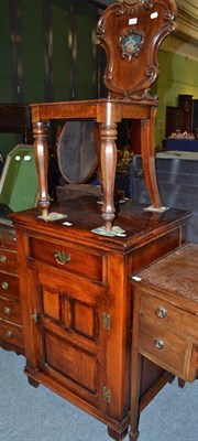 Lot 536 - Oak reproduction cabinet and a mahogany hall chair