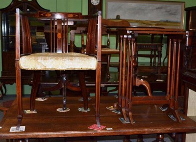 Lot 543 - Inlaid tub chair and nest of tables