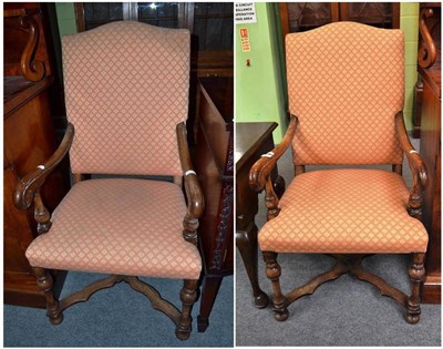 Lot 547 - A pair of 17th century style open armchairs