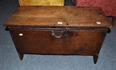 Lot 551 - An 18th century oak six plank coffer