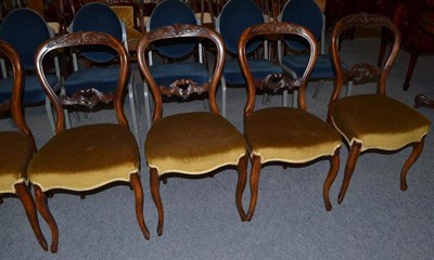 Lot 564 - Set of six Victorian walnut balloon back salon chairs