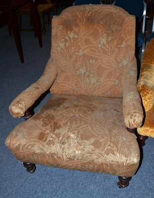 Lot 568 - A Victorian walnut framed open armchair