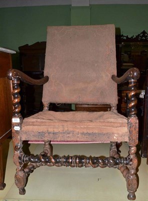 Lot 600 - 18th century walnut open armchair (a.f.)