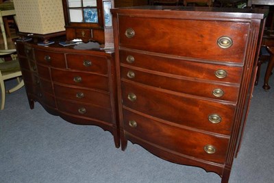 Lot 604 - Serpentine dressing chest with mirror