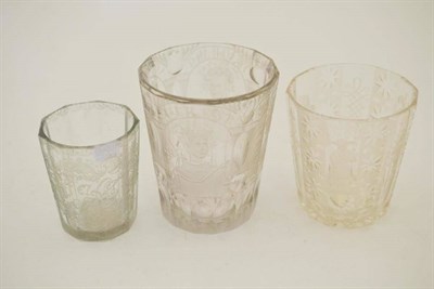 Lot 18 - A Bohemian Glass Beaker, 18th century, of panelled slightly flared cylindrical form, engraved...