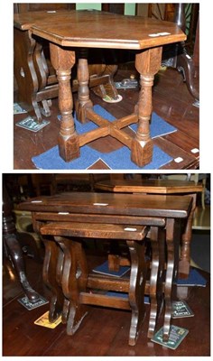 Lot 609 - A Paul Kent, Grassington oak octagonal occasional table and a nest of oak tables (2)