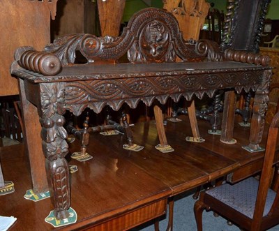 Lot 616 - Victorian oak hall bench