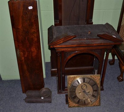 Lot 624 - A mahogany longcase clock case and a later dial and five pillar movement inscribed George...