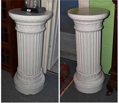 Lot 634 - A pair of white painted pedestals by J Alberti, Manchester