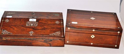 Lot 1 - A 19th century rosewood lap desk and a Victorian rosewood workbox