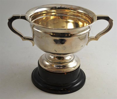 Lot 8 - Silver twin handled trophy cup on stand