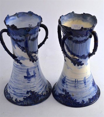 Lot 55 - Pair of Royal Crown Derby vases decorated with sailing boats