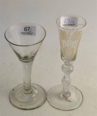 Lot 67 - Two 18th century English wine glasses