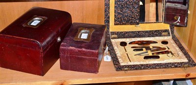 Lot 86 - Two jewellery boxes and a cased manicure set (3)