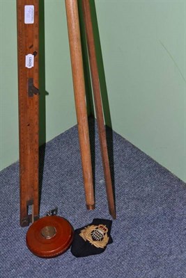 Lot 111 - Customs related items comprising a Tuck stick for probing bales of cotton etc, a dip rod, a...