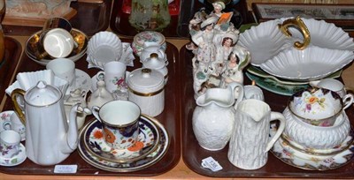 Lot 138 - Assorted decorative china including Shelley, Wedgwood, Staffordshire figures etc (on two trays)