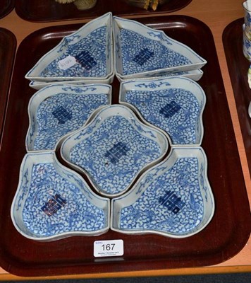 Lot 167 - A Chinese blue and white hors d'oeuvre set