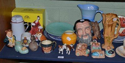 Lot 203 - Doulton figure, two character jugs, two Beswick dogs, five Pendelfin items and a quantity of...