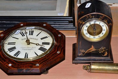 Lot 226 - A drop dial wall clock and a painted mantel clock