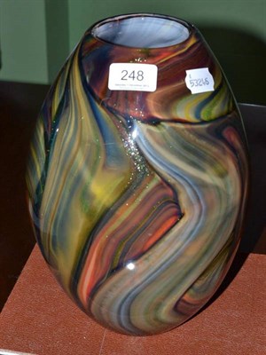 Lot 248 - Studio glass vase with swirling and glitter effect