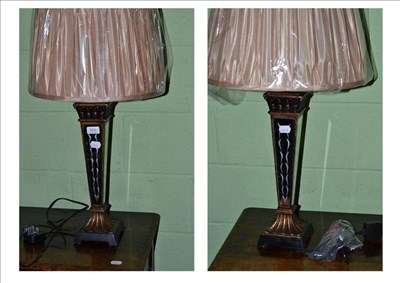 Lot 253 - A pair of modern mirrored table lamps